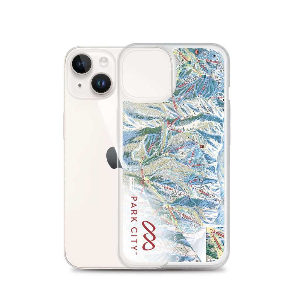 Park City Trail Map iPhone Case showcasing the official ski resort map design by Mtns Co.