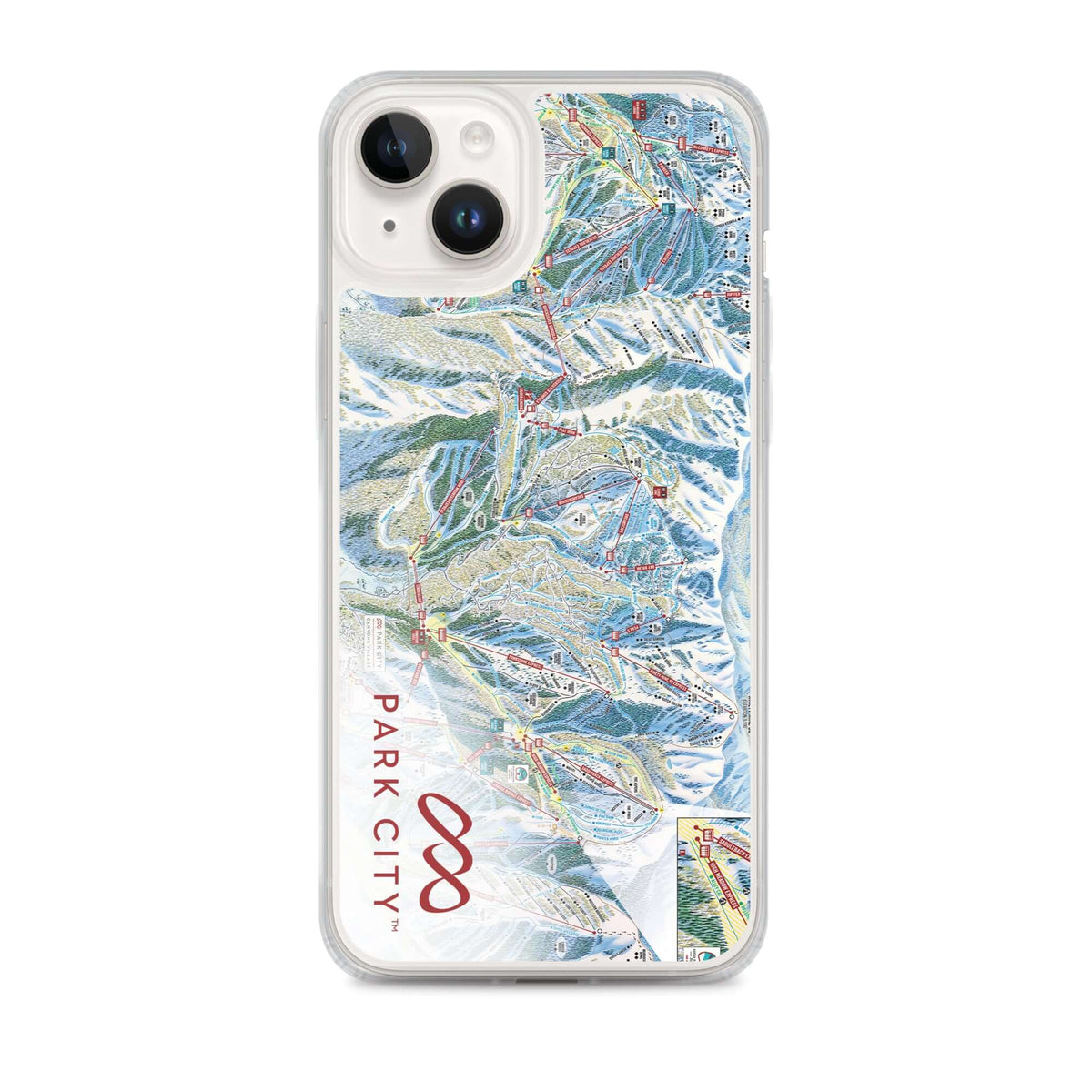 Park City Trail Map iPhone Case featuring official ski resort map design by Mtns Co.