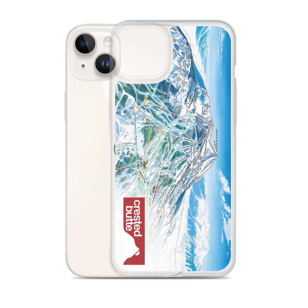 Crested Butte Trail Map iPhone Case featuring official trail map design by Mtns Co, offering sleek protection and precise cutouts.
