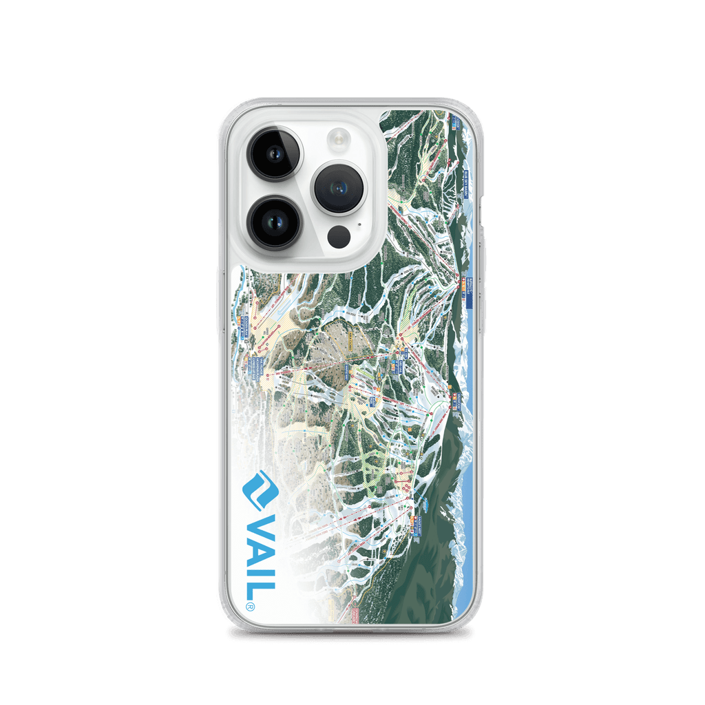 Vail Trail Map iPhone Case showcasing the official Vail Trail Map design by Mtns Co for ski enthusiasts.