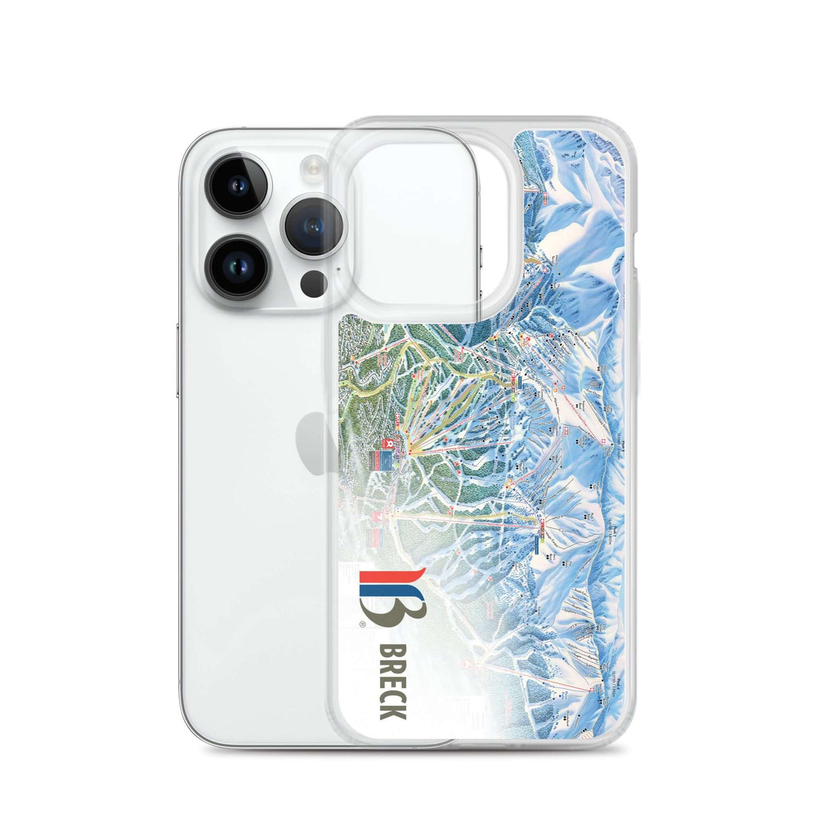 Breckenridge Trail Map iPhone Case featuring Mtns Co logo and official Breckenridge ski resort design.