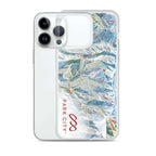 Park City Trail Map iPhone Case featuring the official Park City Trail Map and Mtns Co logo.