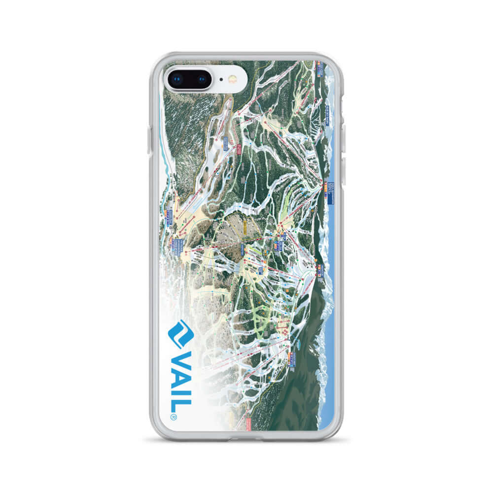 Vail Trail Map iPhone Case featuring Mtns Co logo and official Vail Trail Map design, providing sleek protection.