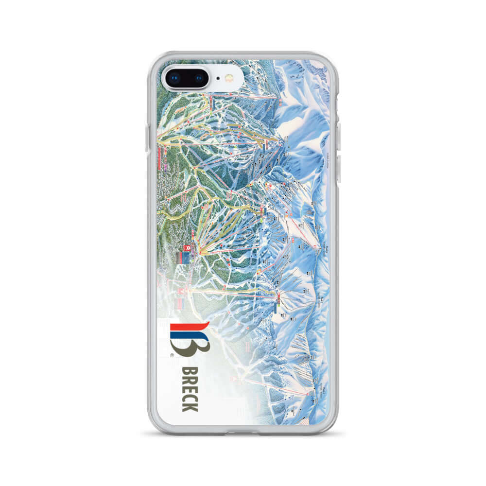 Breckenridge Trail Map iPhone Case featuring official licensed ski resort map and Mtns Co logo for protection and style.