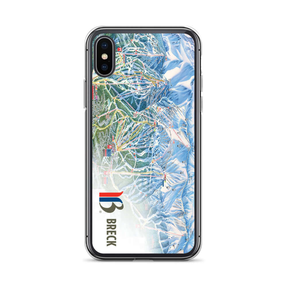 Breckenridge Trail Map iPhone Case from Mtns Co featuring official ski resort trail map design.