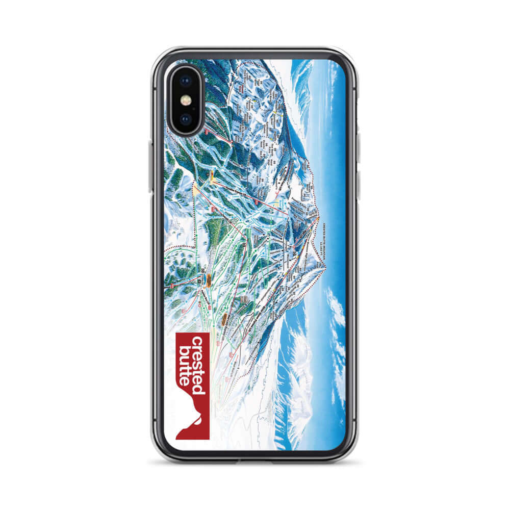 Crested Butte Trail Map iPhone Case featuring an official ski trail map design by Mtns Co.