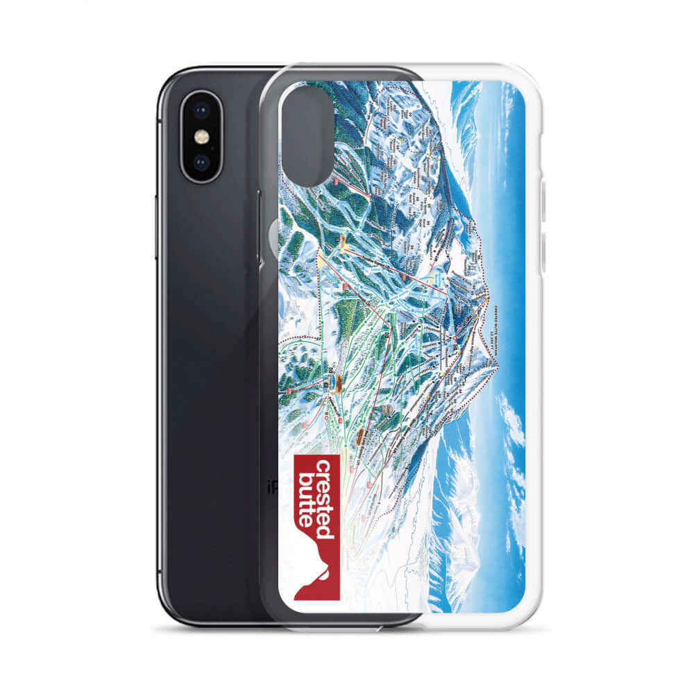 Crested Butte Trail Map iPhone Case featuring the official trail map, durable design by Mtns Co.