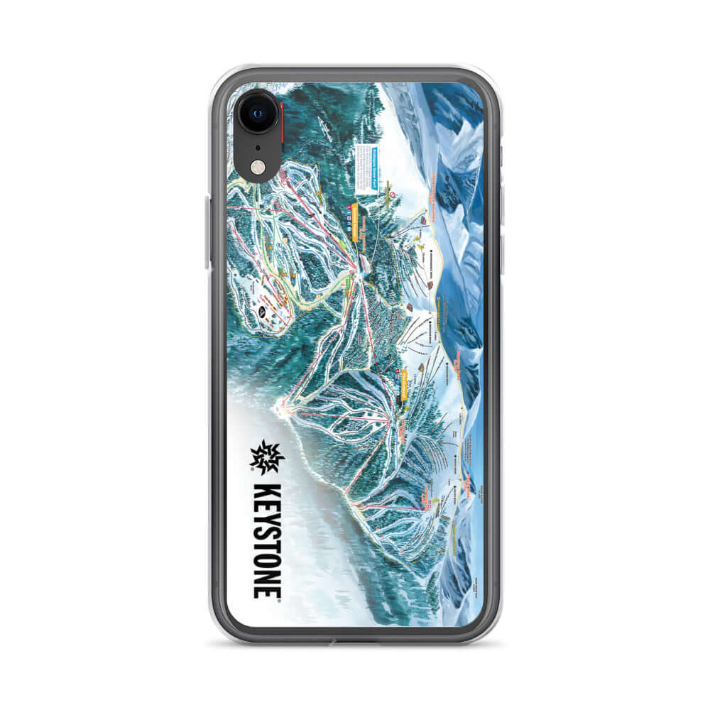 Official Keystone Trail Map iPhone Case by Mtns Co, showcasing ski trails and mountain design.
