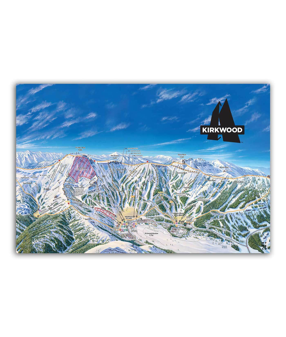 Kirkwood Ski Resort Trail Map Poster – Mtns Co