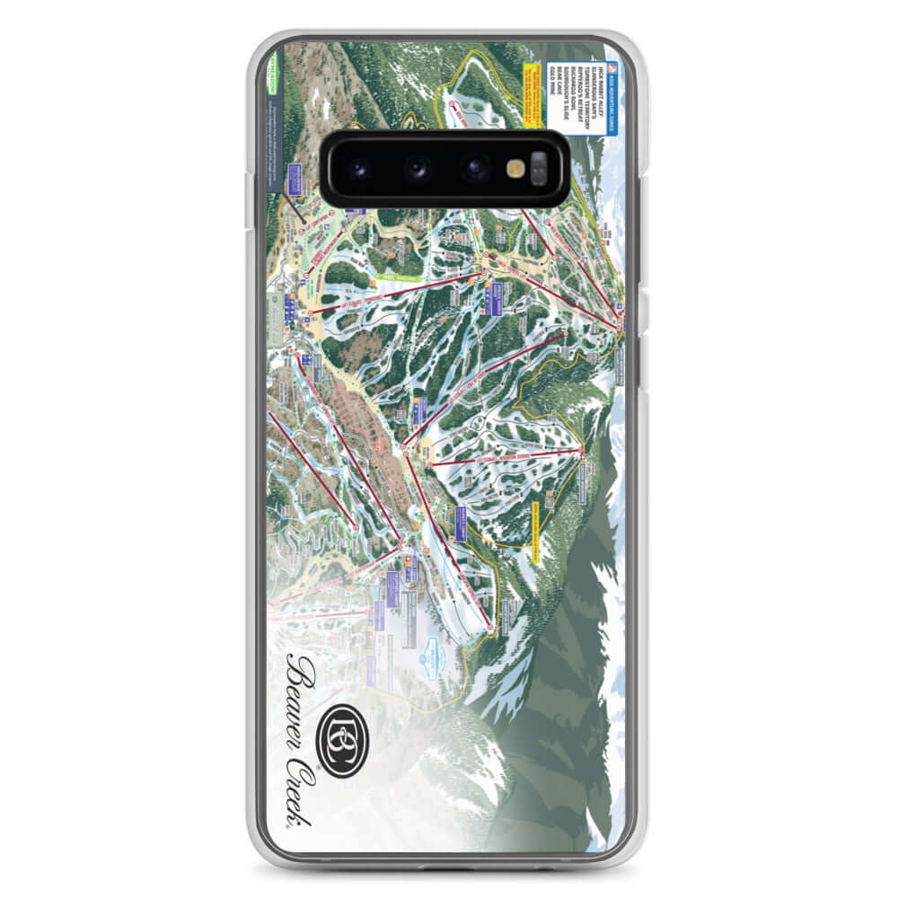 Beaver Creek Trail Map Samsung Case featuring official trail map and Mtns Co logo, perfect for protecting your phone.