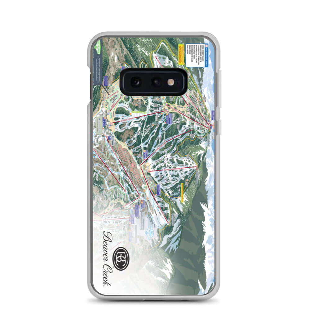 Beaver Creek Trail Map Samsung Case featuring official map design and Mtns Co logo, providing stylish phone protection.