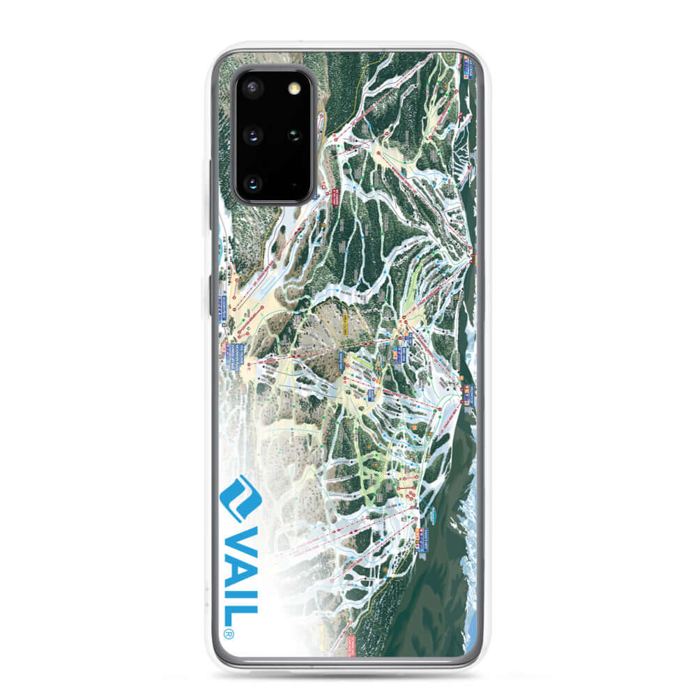 Vail Trail Map Samsung Case featuring official Vail Trail Map and Mtns Co logo, protective design for Samsung phones.