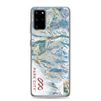 Park City Trail Map Samsung Phone Case featuring the official Park City trail map and Mtns Co logo.