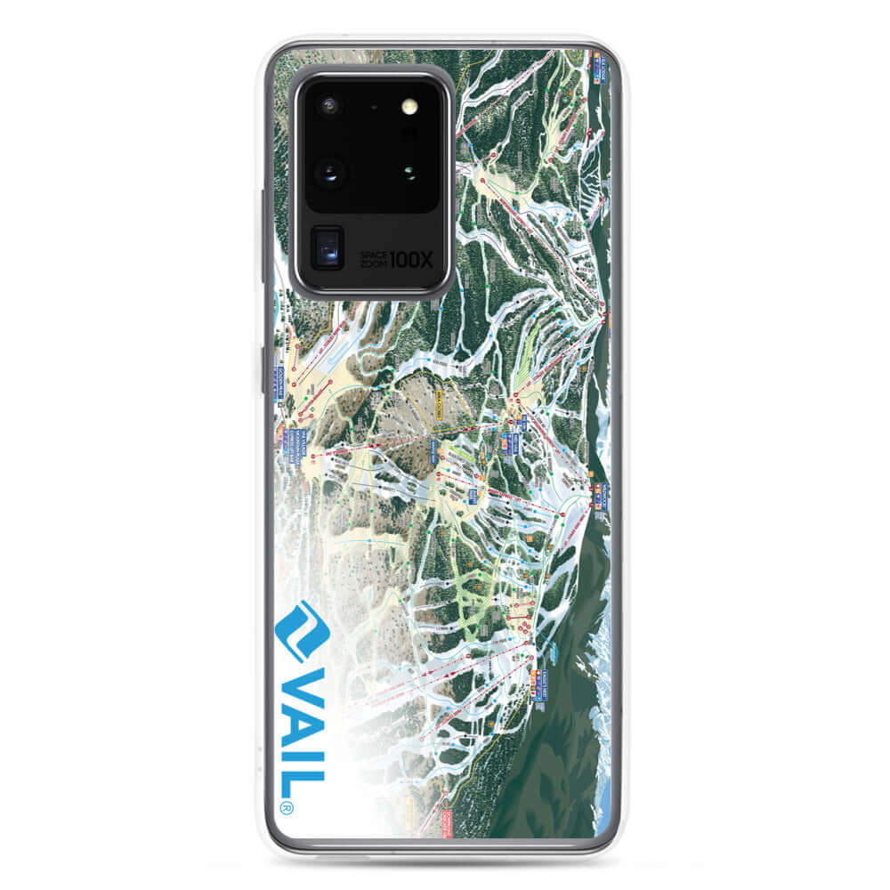 Vail Trail Map Samsung Case by Mtns Co featuring official Vail trail map design and logo on a sleek phone case.