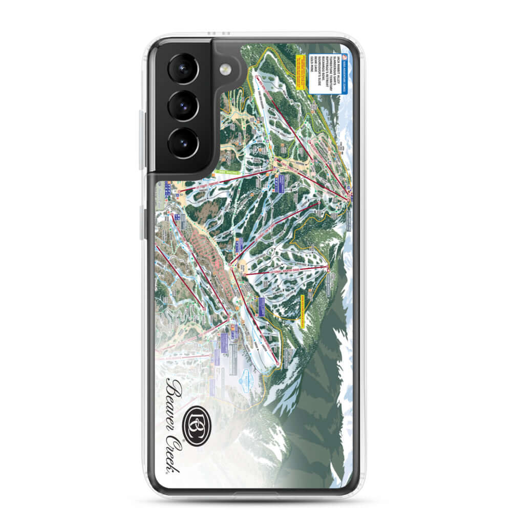 Beaver Creek Trail Map Samsung Case featuring the official trail map and Mtns Co logo, stylish and protective.