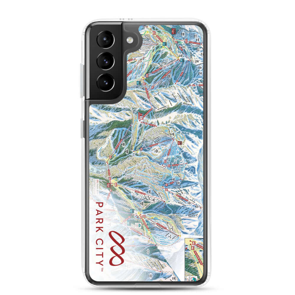 Park City Trail Map Samsung Phone Case featuring official Park City Trail Map and Mtns Co logo.
