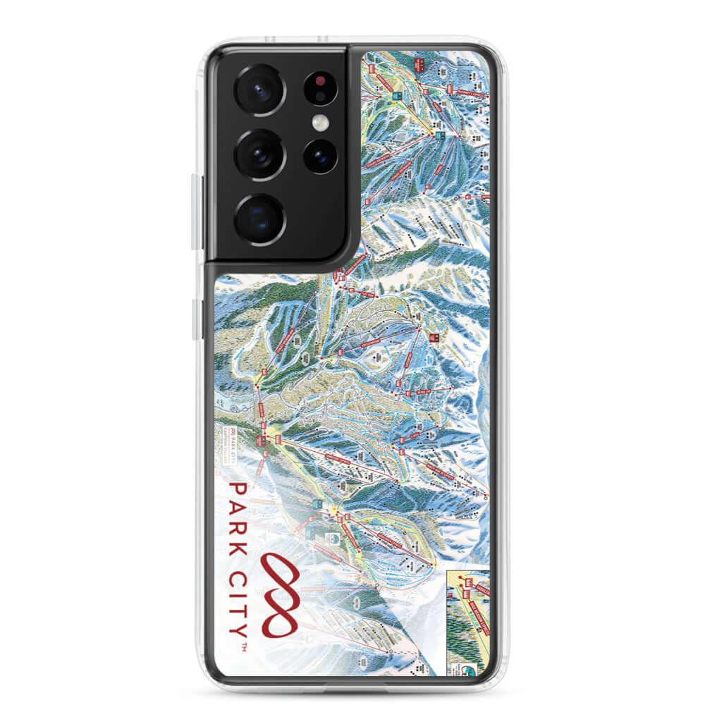 Park City Trail Map Samsung Phone Case featuring official Park City Trail Map and Mtns Co logo.