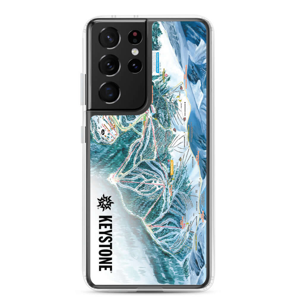 Keystone Trail Map Samsung Phone Case featuring Mtns Co Trail Map Logo, offering durability and official ski resort design.