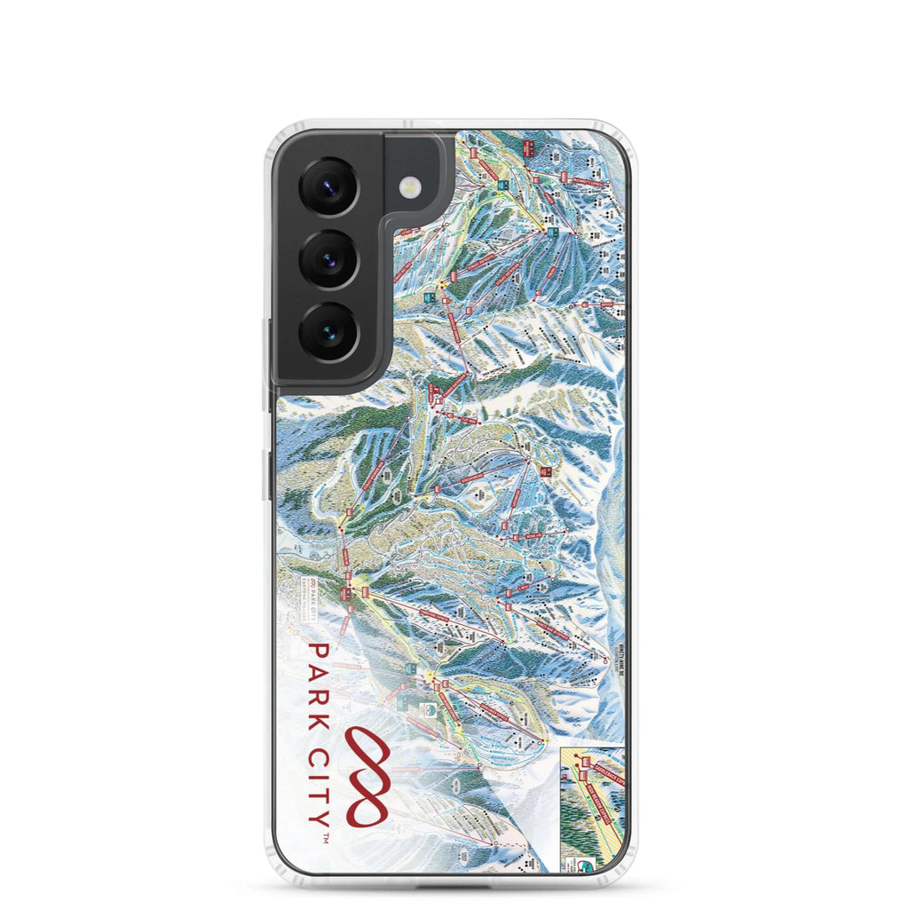 Park City Trail Map Samsung Phone Case featuring the official licensed ski resort apparel Mtns Co Trail Map Logo.