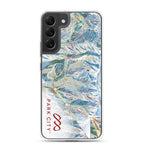 Park City Trail Map Samsung Phone Case featuring official ski resort map, Mtns Co branding, protective design.