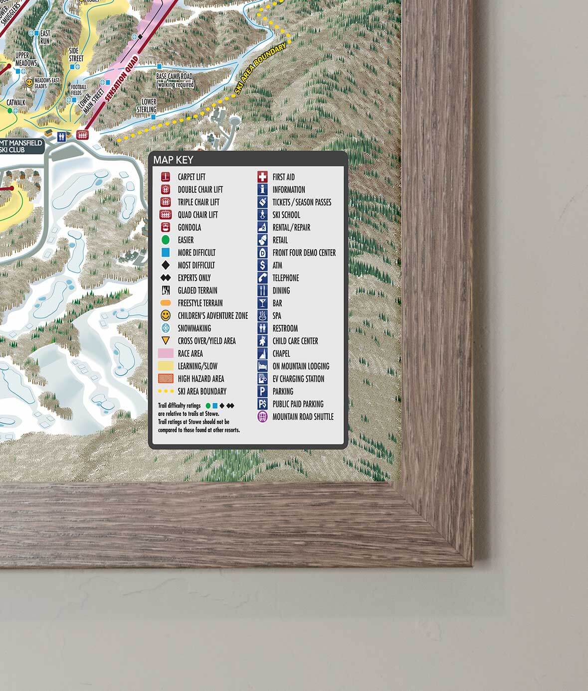 Stowe Ski Resort | Trail Map Poster featuring official licensed ski resort map key by Mtns Co.