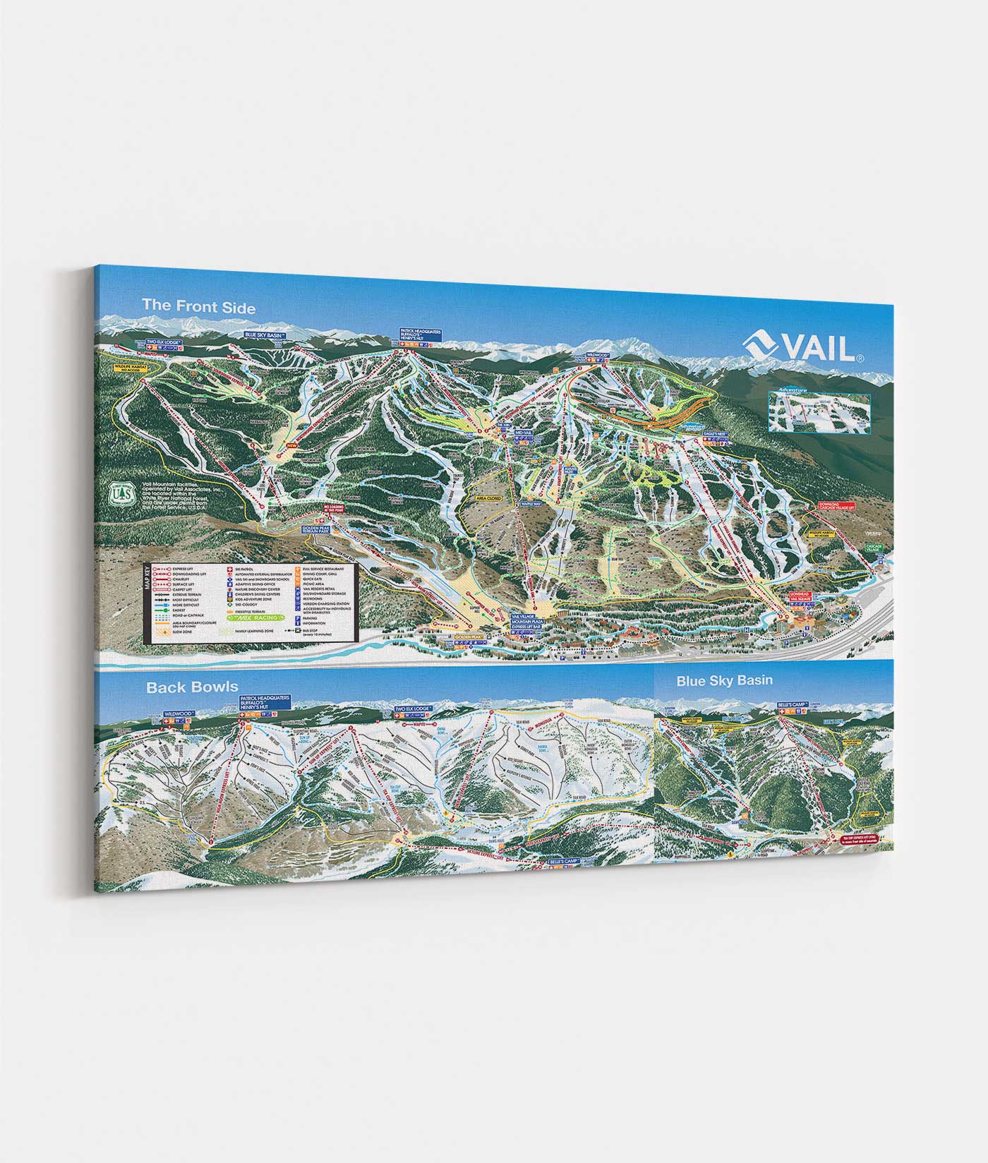 Vail Ski Resort Trail Map | Canvas Poster