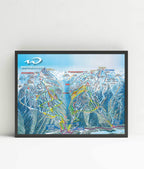 Whistler Blackcomb Ski Resort | Trail Map Poster showcasing detailed ski trails and mountain features.